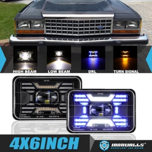Pair 4X6" LED Headlights Hi/Lo beam Turn Signal Lamp for Ford LTD 1979-1986 - Picture 1 of 12