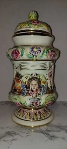 Vintage Capodimonte italienische Deckelurnenvase Kronenschild Italien floral verziert um 1938 - Bild 1 von 9