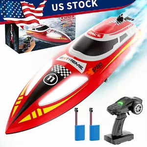 Remote control boat with lights pool and lake, 2 rechargeable batteries. Red/gra - Picture 1 of 21