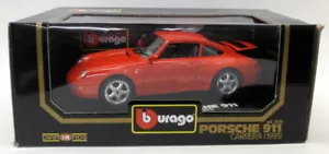 Burago 1/18 Scale Diecast 3050 Porsche 911 Carrera 1993 Red Model Car - Picture 1 of 2