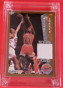 MICHAEL JORDAN GAME USED SHOOTING SHIRT PIECE FLEER CARD 2024 Jersey Fusion BULL - Picture 1 of 5