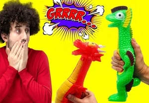 JA-RU Squeeze Me Gummidrachen & Dinosaurier Spielzeug (4 Einheiten sortiert) Schreien... - Bild 1 von 5