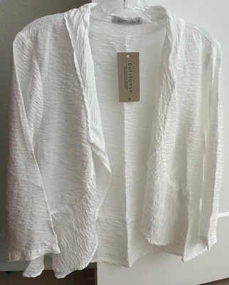 Corte Suelto - Chaqueta Ligera Abierta con Volantes de Rayón Paracaídas Blanca, Talla Mediana Foto 1 de 4