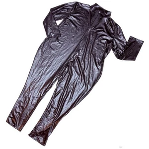 Faux leather shiney pleather long sleeve zip front plus size 5x cat suit - Picture 1 of 3
