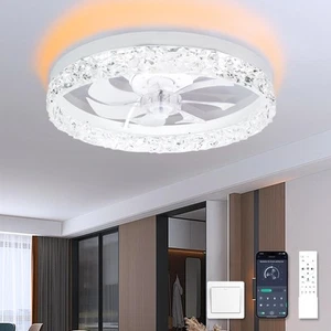 Ceiling Fans With Lights And Remote 19.7in Low Profile Flush Mount Ceiling Fan W - Picture 1 of 7