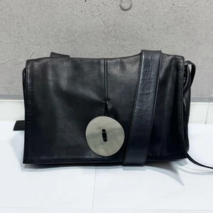 Auténtico bolso de hombro de cuero KawaKawa negro con botones circulares - Imagen 1 de 18