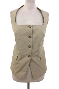 Mango Women's Waistcoat Top Size XL Sand Halter Straps Square Neck Split New F1 - Picture 1 of 11