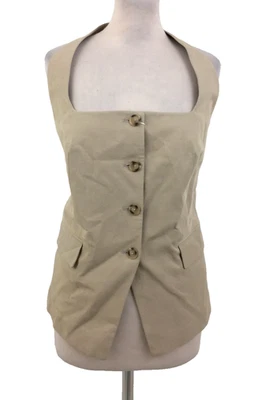 Mango Women's Waistcoat Top Size XL Sand Halter Straps Square Neck Split New F1 - Image 1 of 4