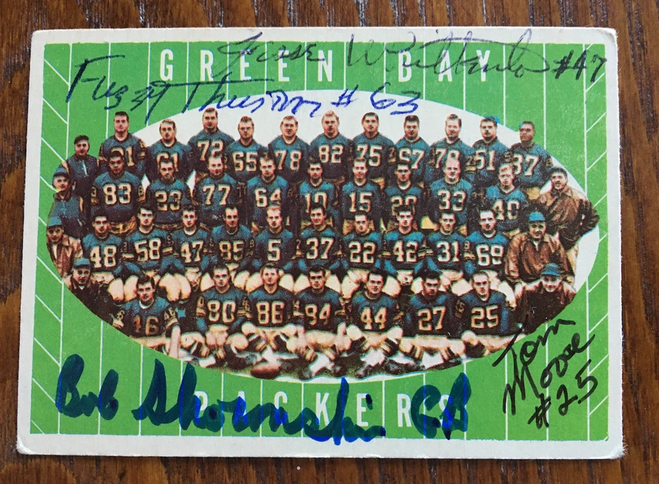 Green Bay Packers 1961 Topps #47 team w/4 signatures auto: Thurston, Skoronski - Image 1 of 2