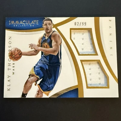 2014-15 PANINI IMMACULATE COLLECTION KLAY THOMPSON DUAL PATCH JERSEY DM-KT /99 - Image 1 of 2