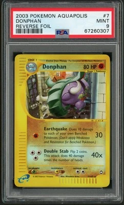 2003 Pokemon Aquapolis Donphan Reverse Holo Foil 7/147 PSA 9 - Image 1 of 2