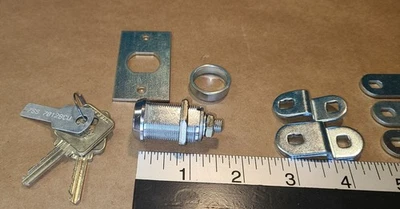 Medeco 1-1/8" long cam lock with 2 keys & extra mounting hardware - for 1 price - Image 1 of 4