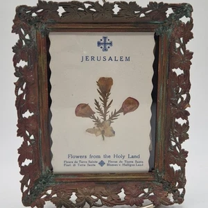De Colección Marco Adornado Latón Antiguo Jerusalén Flores Tierra Santa Floral Religioso MCM - Imagen 1 de 10