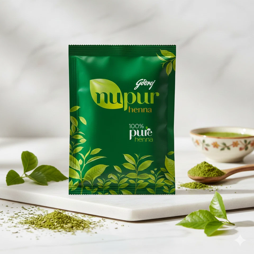 Godrej Nupur хна порошок 100% натуральный цвет волос, травяной мехенди 150 г - Изображение 1 из 4