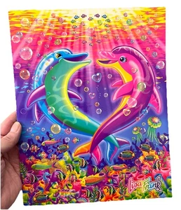 Lisa Frank Dolphins Sea Life Glitter Folder With pockets Rainbow Neon- 1 folder - Picture 1 of 15