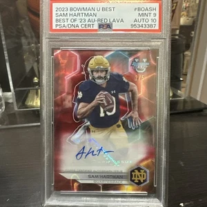 2023 Bowman U Best Sam Hartman BEST OF ‘23 AU-RED LAVA RC #2/5 PSA 9  - Picture 1 of 12