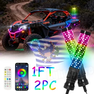 Para Can-am Polaris RZR UTV ATV 1FT Espiral LED Látigo de Grasa Luces Antena RGB Persecución - Imagen 1 de 12