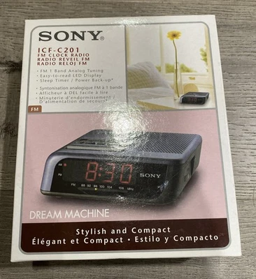 NUEVO Sony Dream Machine FM Alarma Negro Reloj Radio ICF-C201 RARO Foto 1 de 4