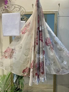 Indian Ethnic Floral Embroidered Saree Blouse For Women Party Wear - Picture 1 of 5