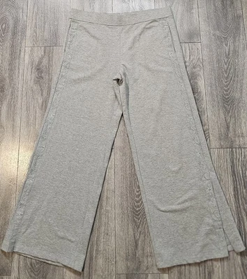 Vintage Central Park Wide Leg Flared Slit Bottom Side Lace Sweats Gray Women's L - Image 1 of 4