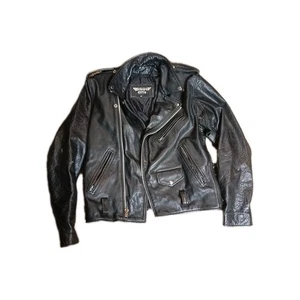 Chaqueta de Motocicleta de Cuero BIKER'S CLUB De Colección Años 80 Motociclista Moto Negra Unisex 42 - Imagen 1 de 7