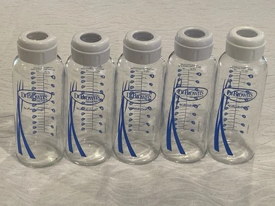 Лот из 5 стеклянных детских бутылочек Dr. Brown's 8 унций с винтовой крышкой без сосков + паста Butt - Изображение 1 из 4