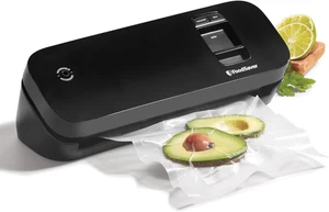 Sellador al vacío de alimentos que ahorra espacio, negro con bolsas de sellado al vacío de 2 cuartos, paquete de 1, - Imagen 1 de 6