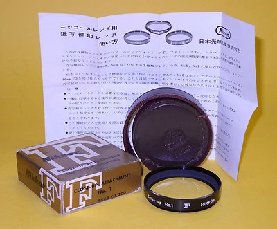 Nikon Close-Up No. 1  Attachment Lens MINT w/Leather Case, Box and Instructions! - Image 1 of 2