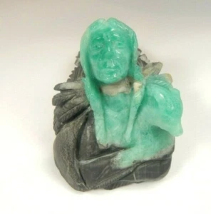 Estatuilla india natural colombiana roca esmeralda 167 gramos tallada a mano minas Muzo - Imagen 1 de 12
