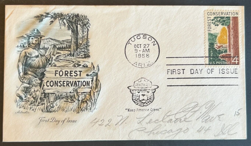 FOREST CONSERVATION #1122 OCT 27 1958 TUSCON AZ FIRST DAY COVER (FDC) BX6 - Image 1 of 1