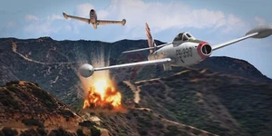 Korean War USAF F-84 Thunderjet Aviation Art Photo Print - 24" X 12" - Foto 1 di 3