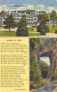 Postal VA: Poema Puente de los Años, Puente Natural, Virginia, Lino Publicado 1956 - Imagen 1 de 2
