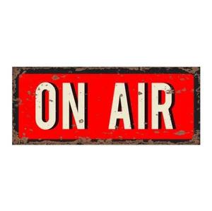 Letrero de pared de metal vintage de grabación en vivo en el aire - Imagen 1 de 1