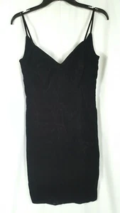 Moda International Mini Abito Vintage Piccolo Nero Velluto Senza Maniche LBD Taglia 6 - Foto 1 di 12