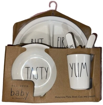 Colección artesanal Rae Dunn por magenta niño plato/tazón/taza/cuchara/tenedor - nuevo con etiquetas Foto 1 de 4