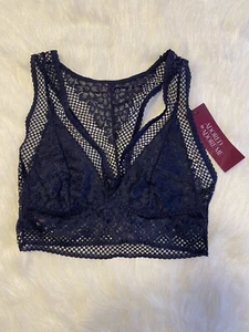Adored By Adore Me Bra Womens Size Medium Blue Sheer Floral Jenny Bralette - Picture 1 of 5