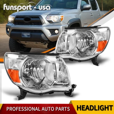 Conjunto de faros cromados para Toyota Tacoma 2005-2011 ámbar esquina izquierda y derecha Foto 1 de 4