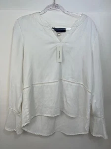 Blue Rain Francesca’s NWT Long Sleeve White Blouse Org $38 Women’s Size L - Picture 1 of 10