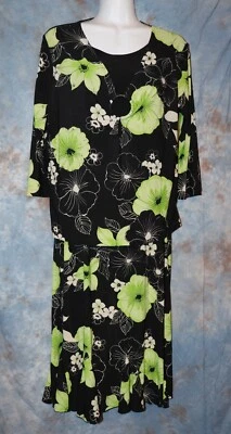 Женщин зеленый черный цветочный Studio работает 2 изделия юбка наряд размер PM vgc exc - Изображение 1 из 2