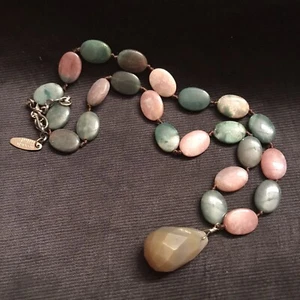 Wendy Nerz Stein Perlen Halskette gedeckt braun grün lila Steine 17" - Bild 1 von 6