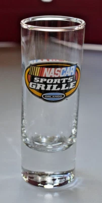 Vintage NASCAR SPORTS GRILLE Orlando Florida Double Shot Glass Logo 4.25" Tall - Image 1 of 4