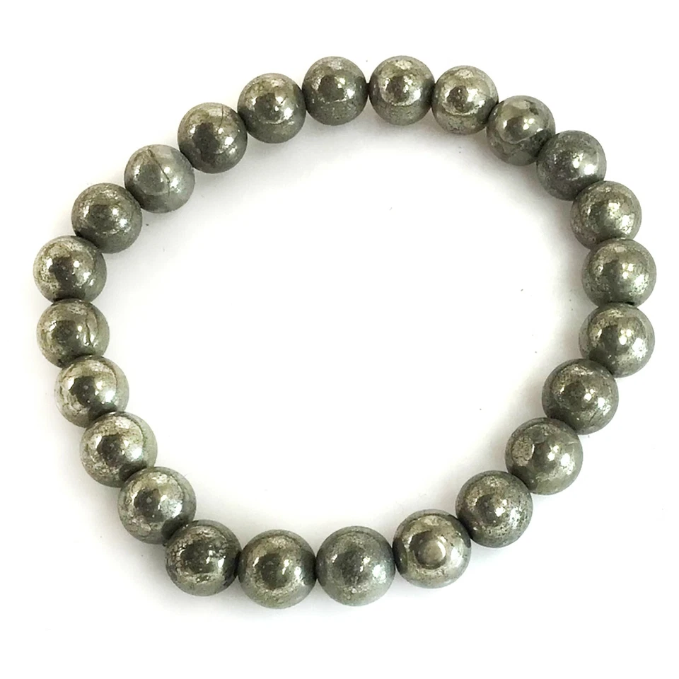 Pulsera Gemas Hechas a Mano Pirita Elástica Curación Cuentas Redondas 6mm 8mm 10mm 12mm Foto 1 de 1
