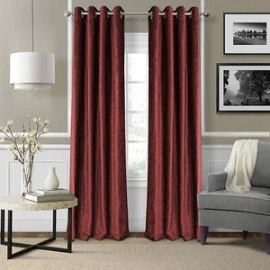 NEW Velvet Grommet Window Curtain Panel Merlot Burgundy 95" height x 65" width - Picture 1 of 7