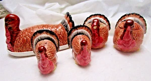 Turkey Salt & Pepper Shaker, Sugar Bowl & Creamer, Butter Dish, Vintage SO COOL! - Picture 1 of 13