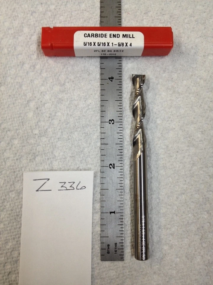 1 HTC 5/16" DIAMETER CARBIDE END MILL. 170-2312. 2 FL SQ. 1-5/8" LOC Z336