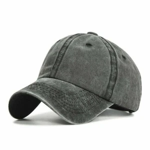 PONYTAIL HAT MESSY HIGH BUN DAD HAT PONYCAP ADJUSTABLE SOLID COTTON DISTRESSED W - Picture 1 of 14