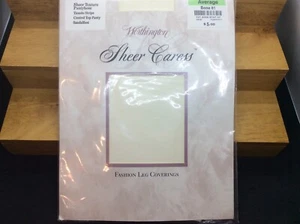 Vtg Sheer Caress Worthington Fashion Leg Coverings Tuxedo Stripe BONE81 Average  - Picture 1 of 5