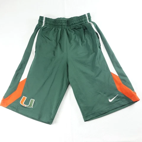 Nike x University of Miami Shorts Mens Small Green Orange Dri Fit Athletic Gym Cover