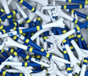 Golf Tees Truestrike 3 1/4 Navy and Yellow TS Striped Golf Tees Made in USA - Picture 1 of 5