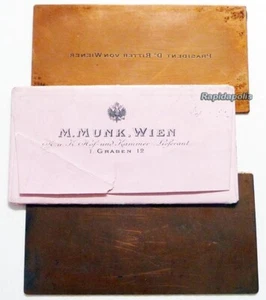 2 Antique M. Munk Vienna Copper Engraving Printing Plates Dr. Ritter von Wiener - Picture 1 of 6